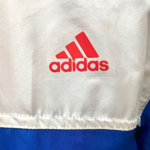 Vintage Adidas Mesh Lined Windbreaker Jacket Bue White Sz XL - Picture 14 of 16